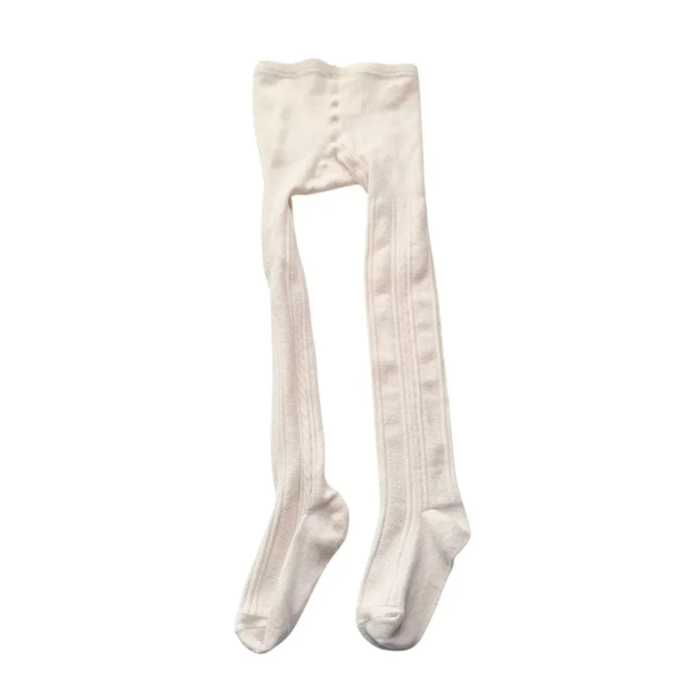 Cozy Girls Ivory Cable Knit Tights - Size 7-10 Years